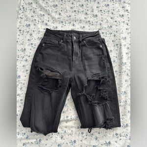 American Eagle High Wasted Black Ripped Jean